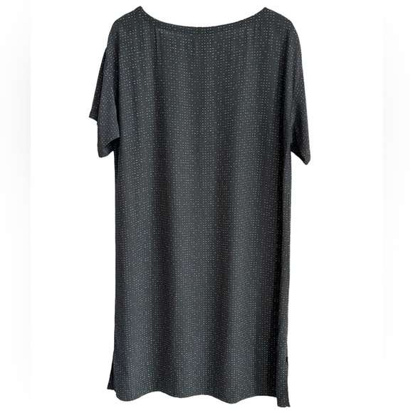EILEEN FISHER TENCEL MORSE CODE GRAPHITE SHIFT DRESS SZ S - Picture 8 of 8